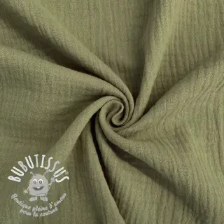 Tissu double gaze/mousseline moss green ORGANIC