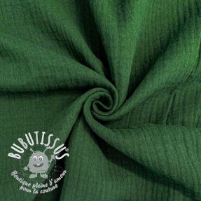 Tissu double gaze/mousseline dark green ORGANIC
