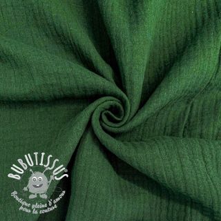 Tissu double gaze/mousseline dark green ORGANIC