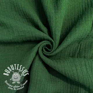 Tissu double gaze/mousseline dark green ORGANIC