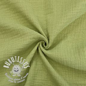 Tissu double gaze/mousseline old lime ORGANIC