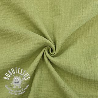 Tissu double gaze/mousseline old lime ORGANIC