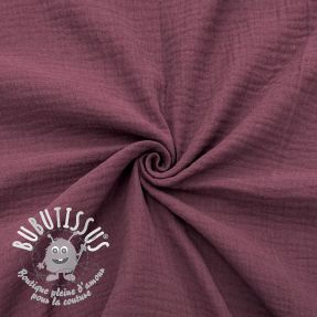 Tissu double gaze/mousseline aubergine ORGANIC