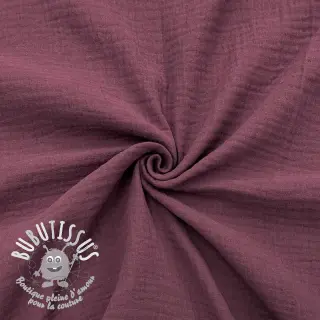 Tissu double gaze/mousseline aubergine ORGANIC