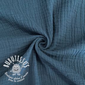 Tissu double gaze/mousseline indigo ORGANIC