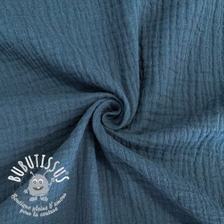 Tissu double gaze/mousseline indigo ORGANIC
