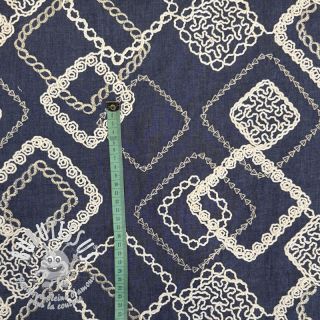Tissu coton JEANS EMBROIDERY Square dark blue