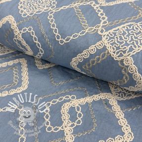 Tissu coton JEANS EMBROIDERY Square light blue