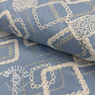 Tissu coton JEANS EMBROIDERY Square light blue