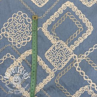 Tissu coton JEANS EMBROIDERY Square light blue