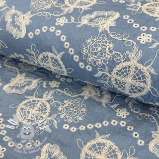 Tissu coton JEANS Embroidery Buttercup