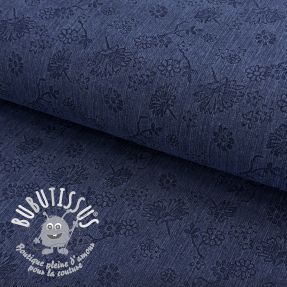 JEANS 9,5 OZ Embossed Flowers dark blue