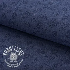JEANS 9,5 OZ Embossed Flowers dark blue