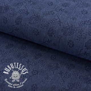 JEANS 9,5 OZ Embossed Flowers dark blue