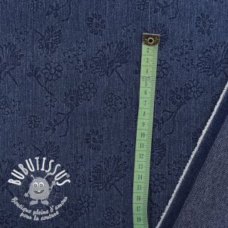 JEANS 9,5 OZ Embossed Flowers dark blue