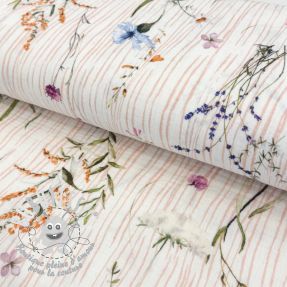 Tissu double gaze/mousseline French flowers pink digital print