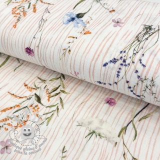 Tissu double gaze/mousseline French flowers pink digital print