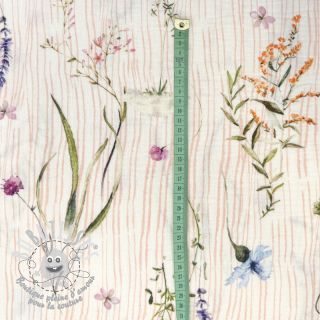 Tissu double gaze/mousseline French flowers pink digital print