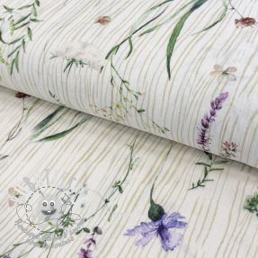 Tissu double gaze/mousseline French flowers natural digital print