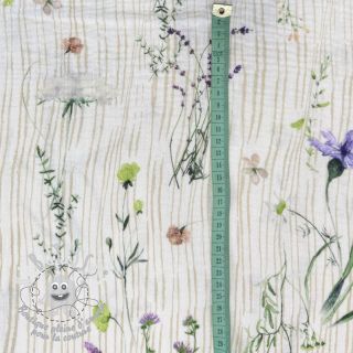 Tissu double gaze/mousseline French flowers natural digital print