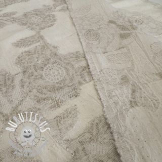 Tissu coton Lin JACQUARD Peony flowers