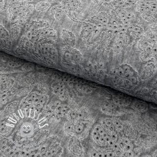 Tissu coton VOILE EMBROIDERY Vintage dark grey