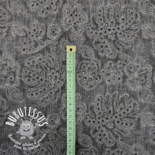 Tissu coton VOILE EMBROIDERY Vintage dark grey
