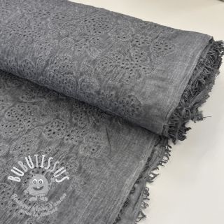 Tissu coton VOILE EMBROIDERY Vintage dark grey