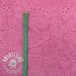 Tissu coton VOILE EMBROIDERY Vintage fuchsia