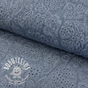 Tissu coton VOILE EMBROIDERY Vintage jeans