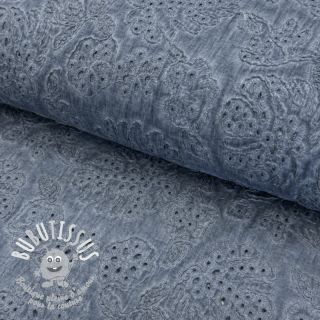 Tissu coton VOILE EMBROIDERY Vintage jeans