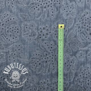 Tissu coton VOILE EMBROIDERY Vintage jeans
