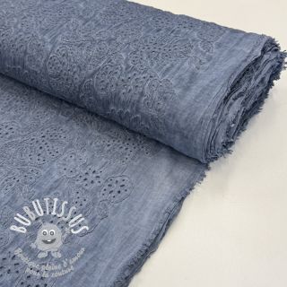 Tissu coton VOILE EMBROIDERY Vintage jeans