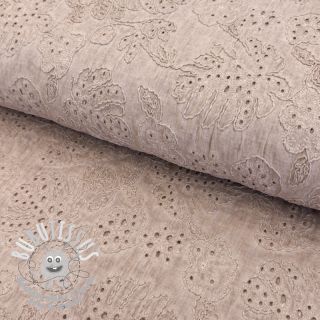 Tissu coton VOILE EMBROIDERY Vintage old pink