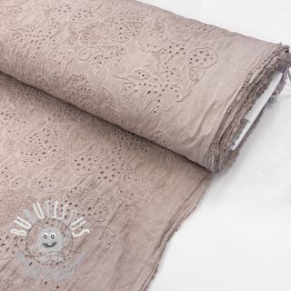 Tissu coton VOILE EMBROIDERY Vintage old pink