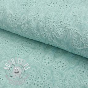 Tissu coton VOILE EMBROIDERY Vintage aqua