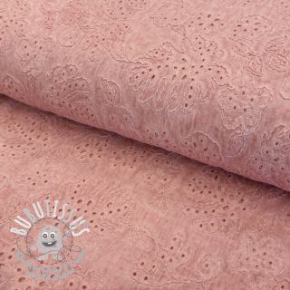 Tissu coton VOILE EMBROIDERY Vintage rose