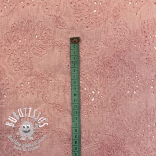 Tissu coton VOILE EMBROIDERY Vintage rose