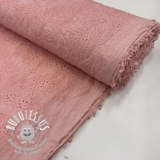 Tissu coton VOILE EMBROIDERY Vintage rose