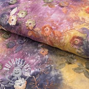 Tissu coton TIE DYE EMBROIDERY Poppy design E