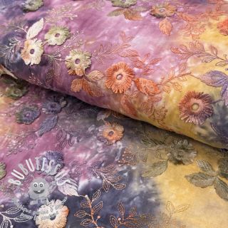 Tissu coton TIE DYE EMBROIDERY Poppy design E