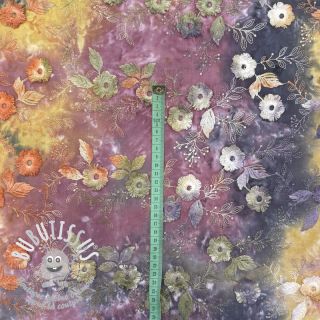 Tissu coton TIE DYE EMBROIDERY Poppy design E