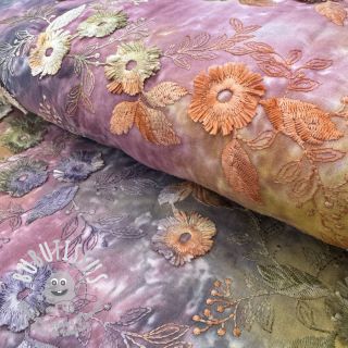 Tissu coton TIE DYE EMBROIDERY Poppy design E