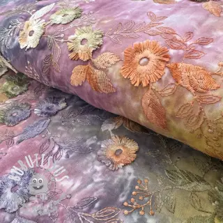 Tissu coton TIE DYE EMBROIDERY Poppy design E