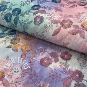 Tissu coton TIE DYE EMBROIDERY Poppy design C