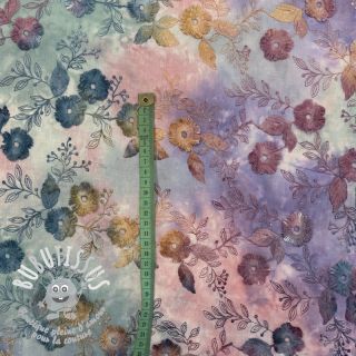 Tissu coton TIE DYE EMBROIDERY Poppy design C