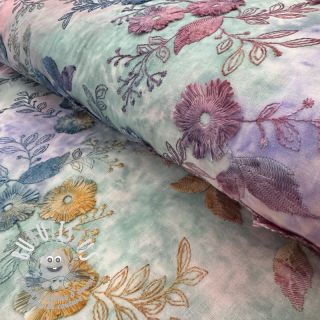 Tissu coton TIE DYE EMBROIDERY Poppy design C