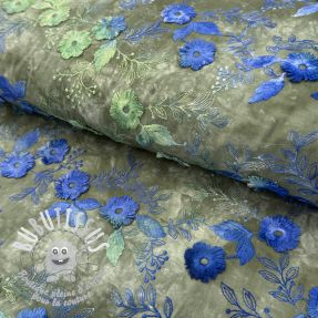 Tissu coton TIE DYE EMBROIDERY Poppy design B
