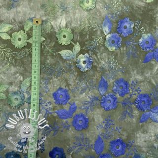Tissu coton TIE DYE EMBROIDERY Poppy design B