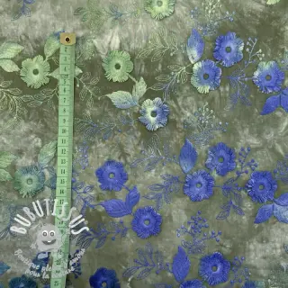 Tissu coton TIE DYE EMBROIDERY Poppy design B